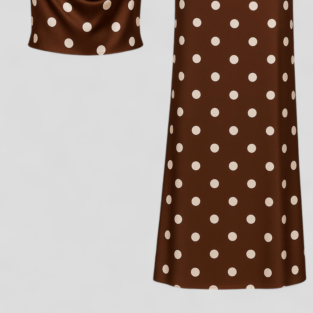 Agnesia | Kvinders Polka Dot To-delt Sæt - Brun - Kvinders sæt - {{ product_tags }