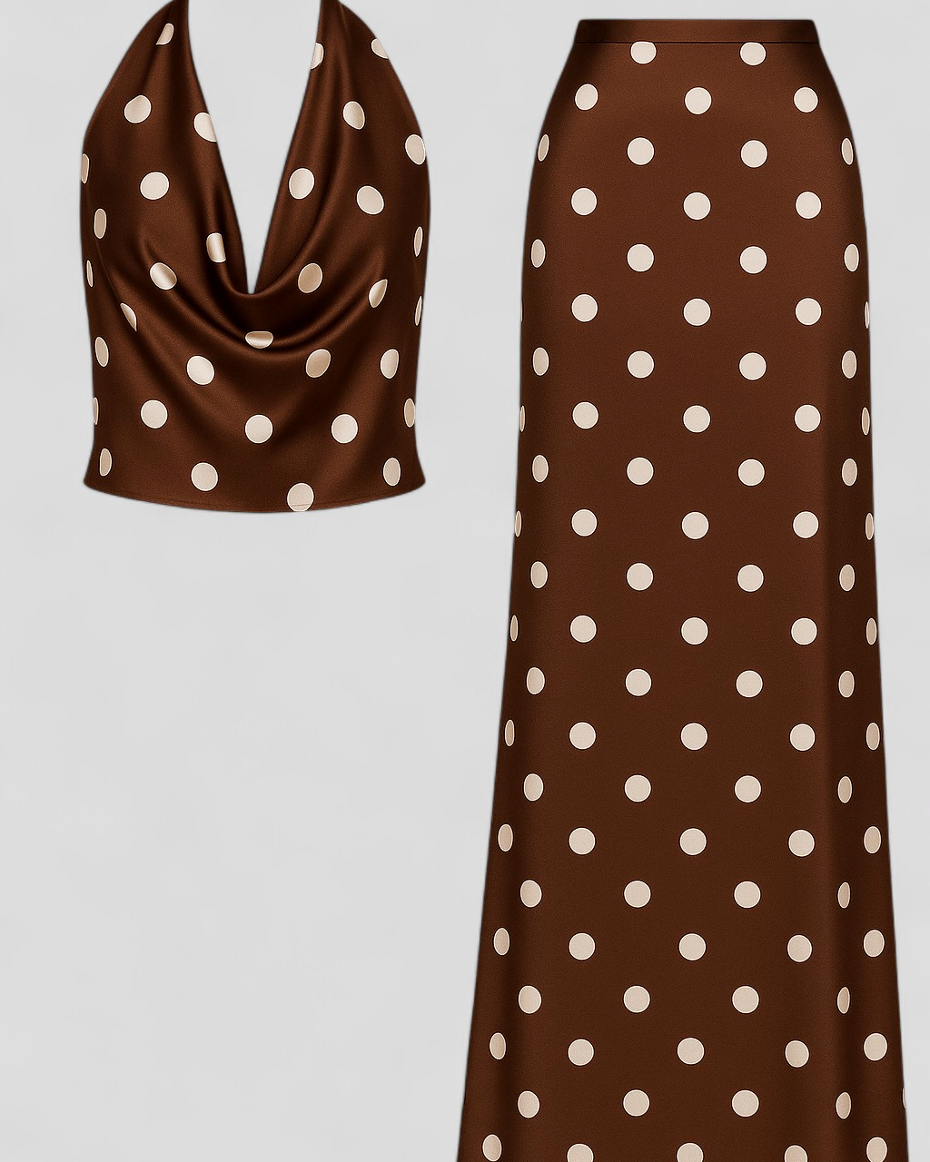 Agnesia | Kvinders Polka Dot To-delt Sæt - Brun - Kvinders sæt - {{ product_tags }