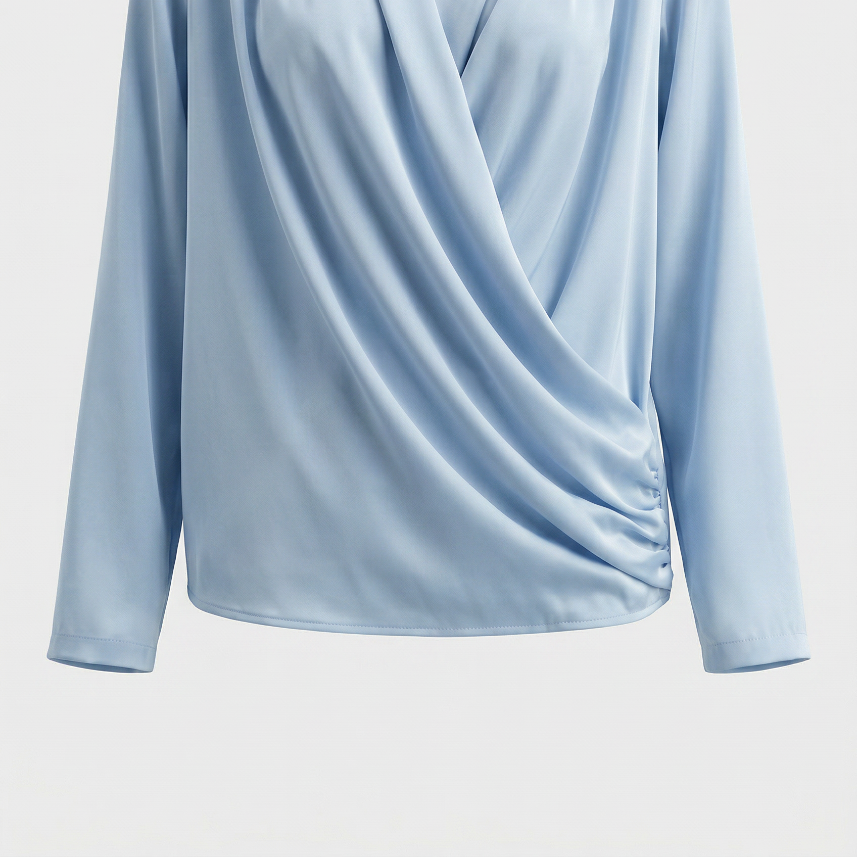 Cassandra – Elegant Draped V-Neck Blouse for Effortless Chic