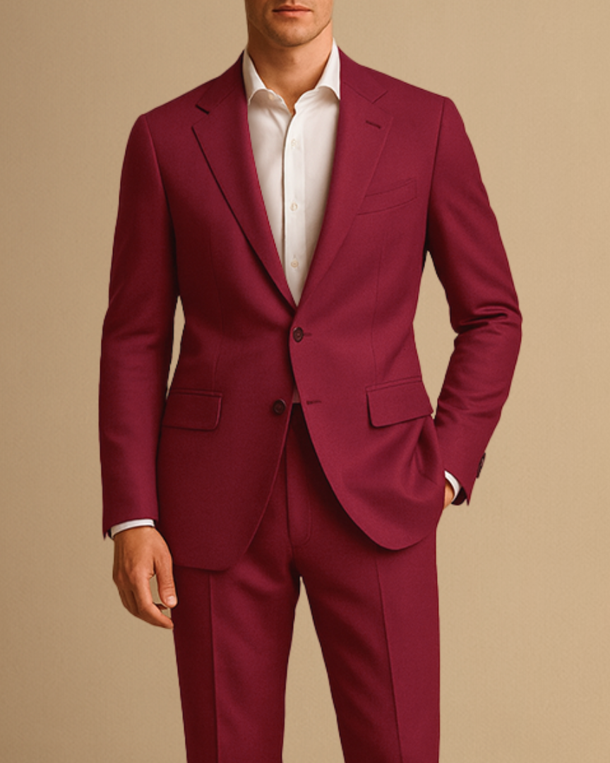 Abito Slim Fit da Uomo Leggero Due Pezzi per Matrimoni ed Eventi Formali - Rosso - abito uomo business suit completo slim fit due formal suit lightweight suit men's tailored suit single-breasted blazer slim fit suit spring summer suit tailored trousers two-piece suit wedding suit - Concept Palermo