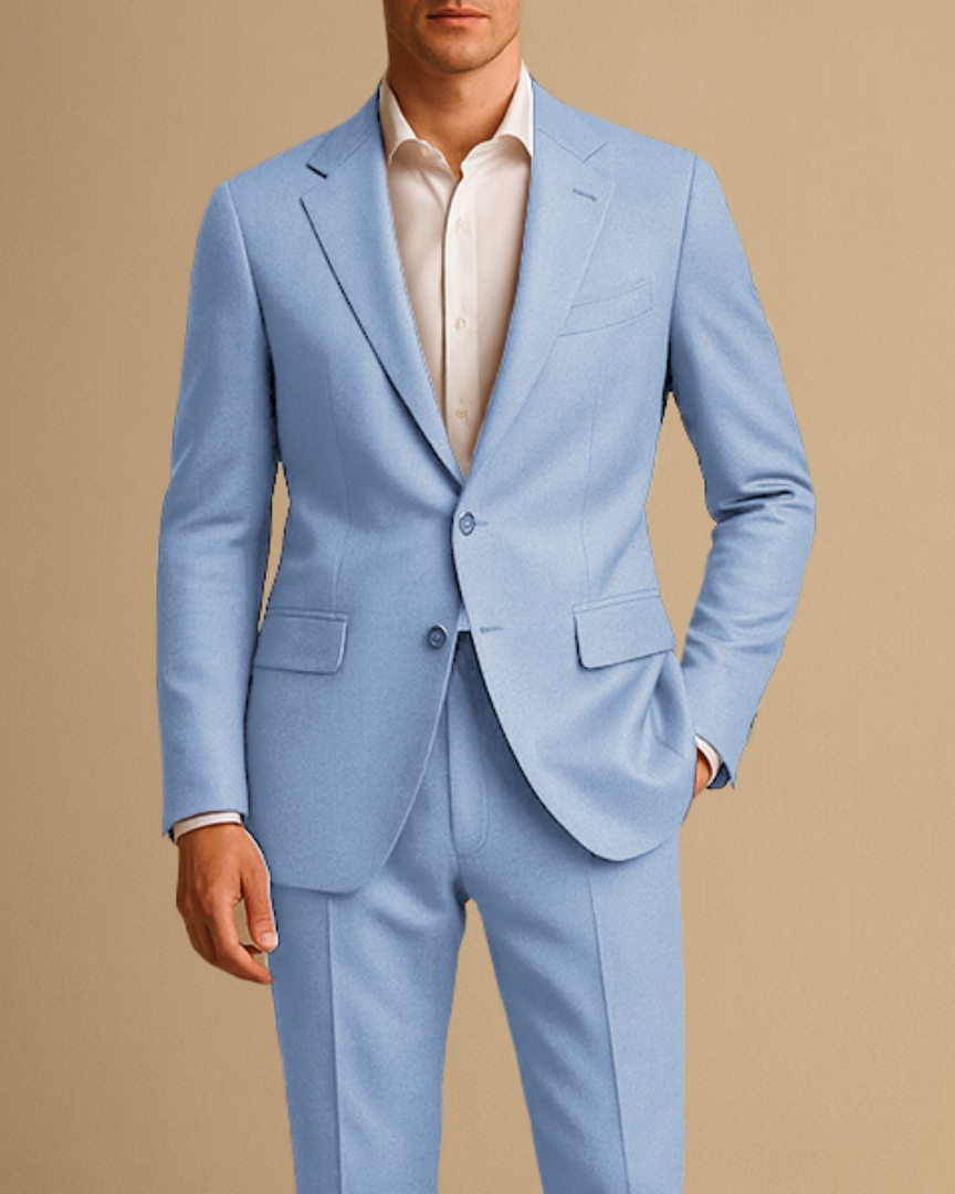 Abito Slim Fit da Uomo Leggero Due Pezzi per Matrimoni ed Eventi Formali - Azzurro - abito uomo business suit completo slim fit due formal suit lightweight suit men's tailored suit single-breasted blazer slim fit suit spring summer suit tailored trousers two-piece suit wedding suit - Concept Palermo
