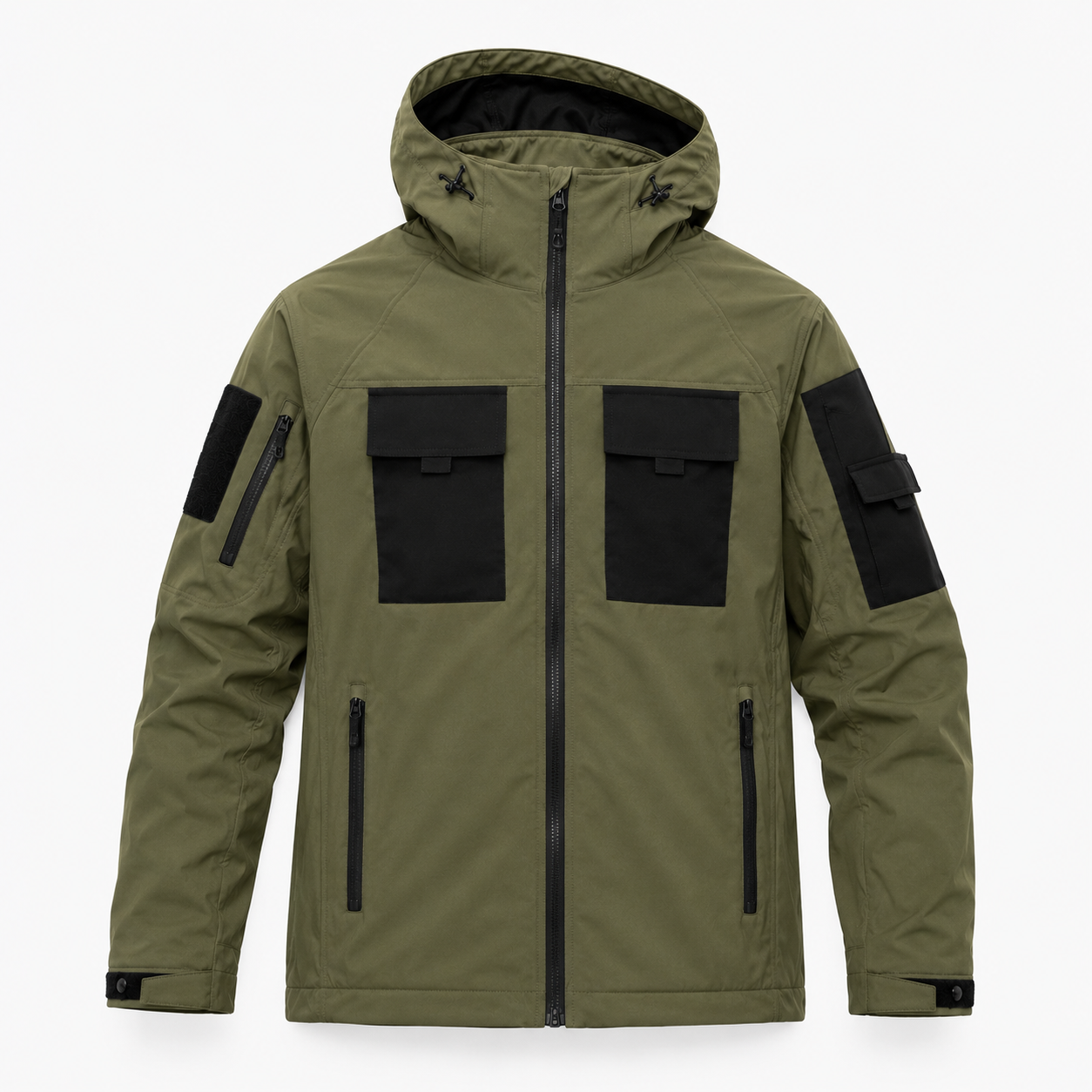 Men's Tactical Hooded Softshell Jacket – Fleece-Lined, Water-Repellent & Windproof