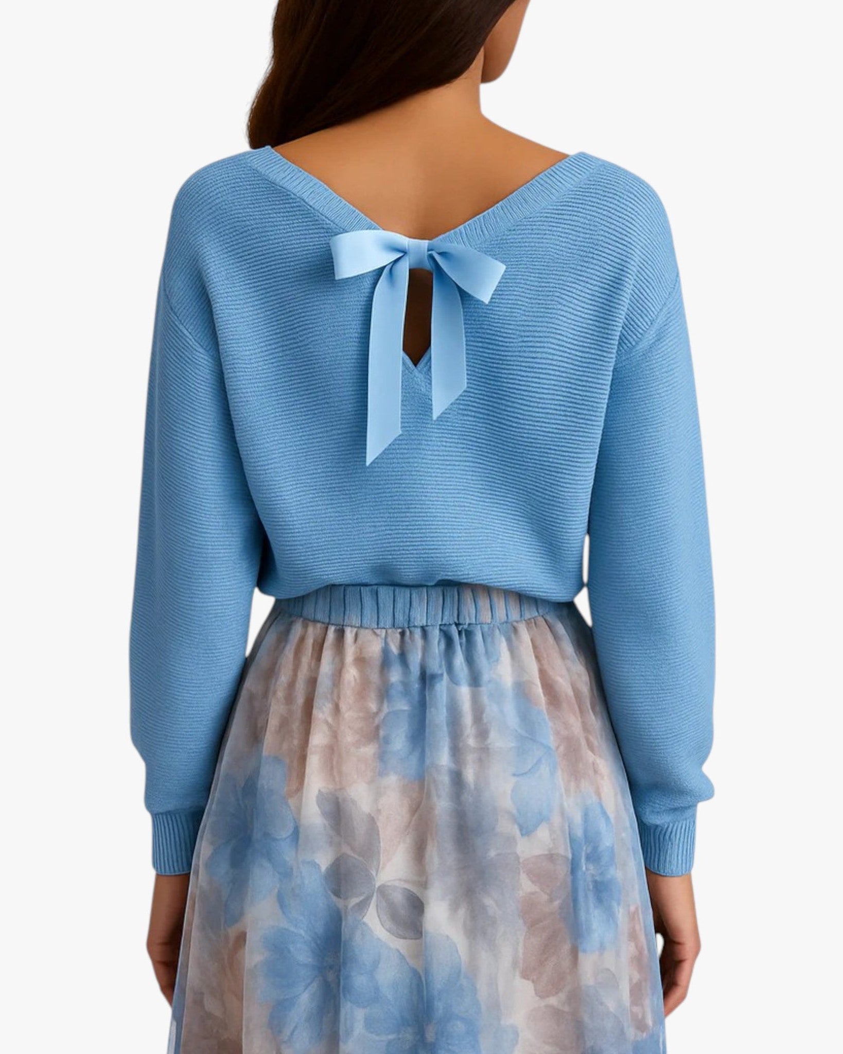 Lyra | Kvinders Blå Sweater og Blomster Nederdel - - Kvinders tøj - {{ product_tags }