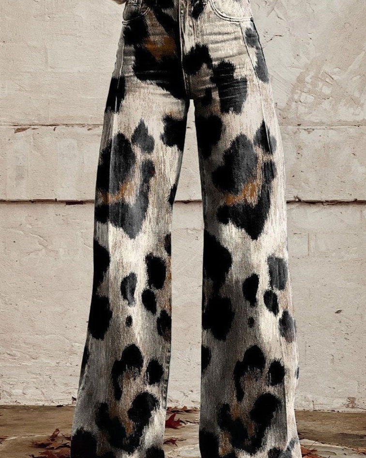 Bold Leopard Print Jeans – Statement-Making Denim