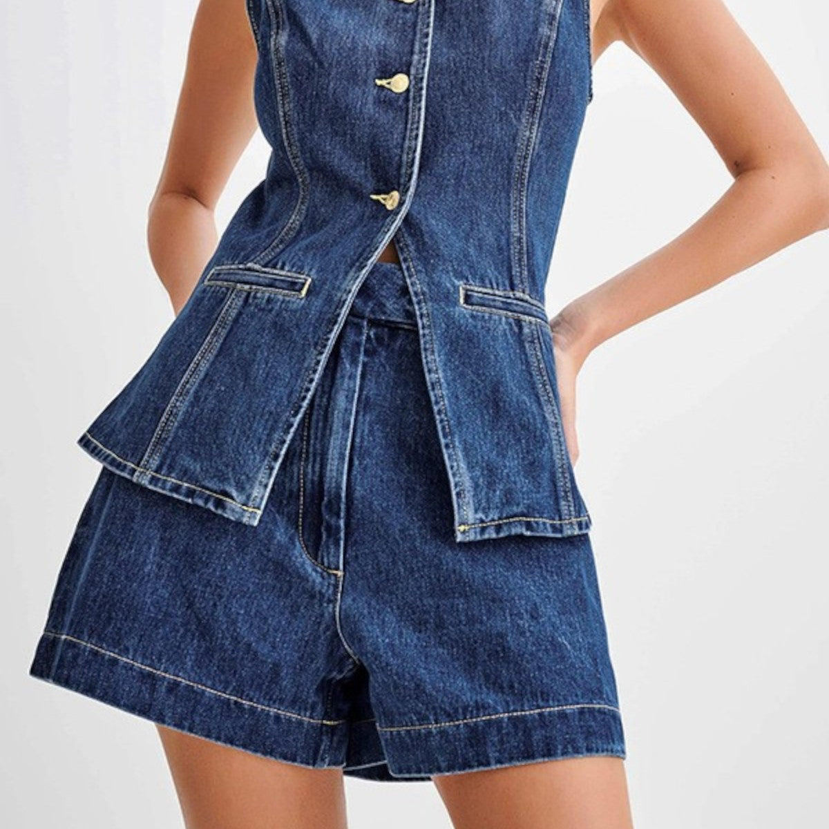 Women's Nova Denim Vest & Shorts Set — Effortless Denim Duo for