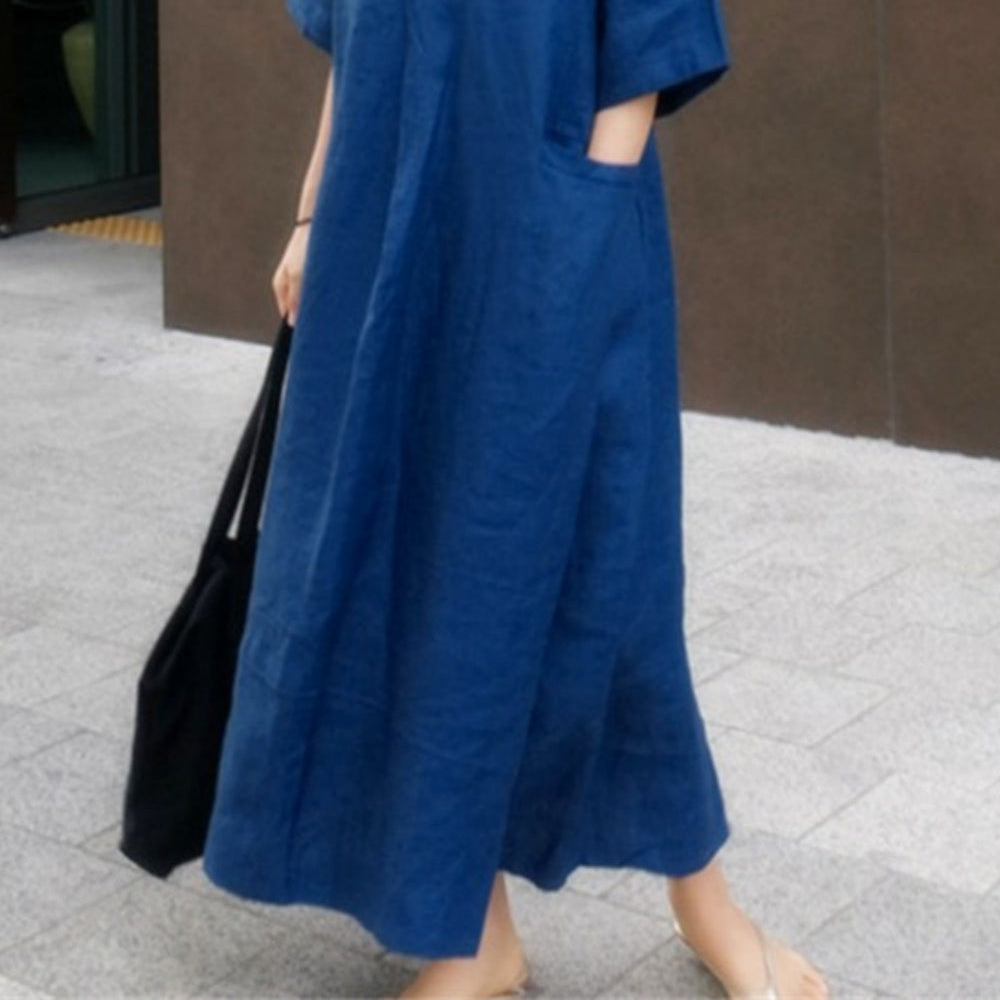 Women's Cotton and Linen Casual Dress Shirt Loose and Oversized