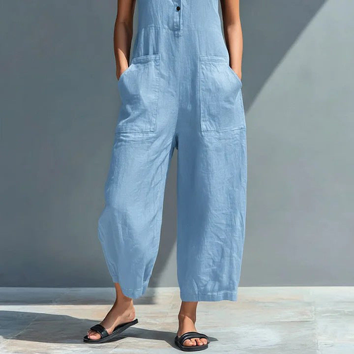 -Cecelia™ | Sleeveless Mandarin Jumpsuit-