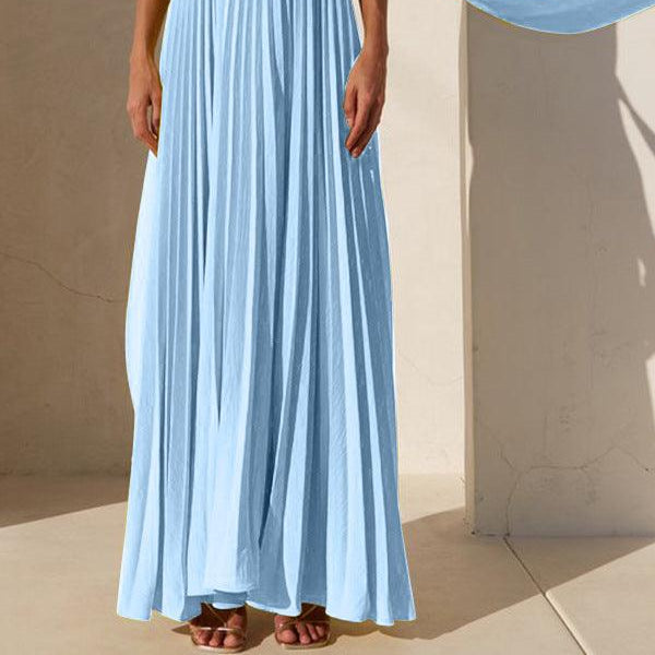 Timeless Simple Elegant Look Tube Dress with Pleats and Ribbon