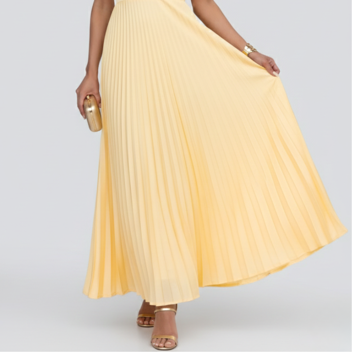 Women's Elegant Women’s V-Neck Pleated Maxi Dress
