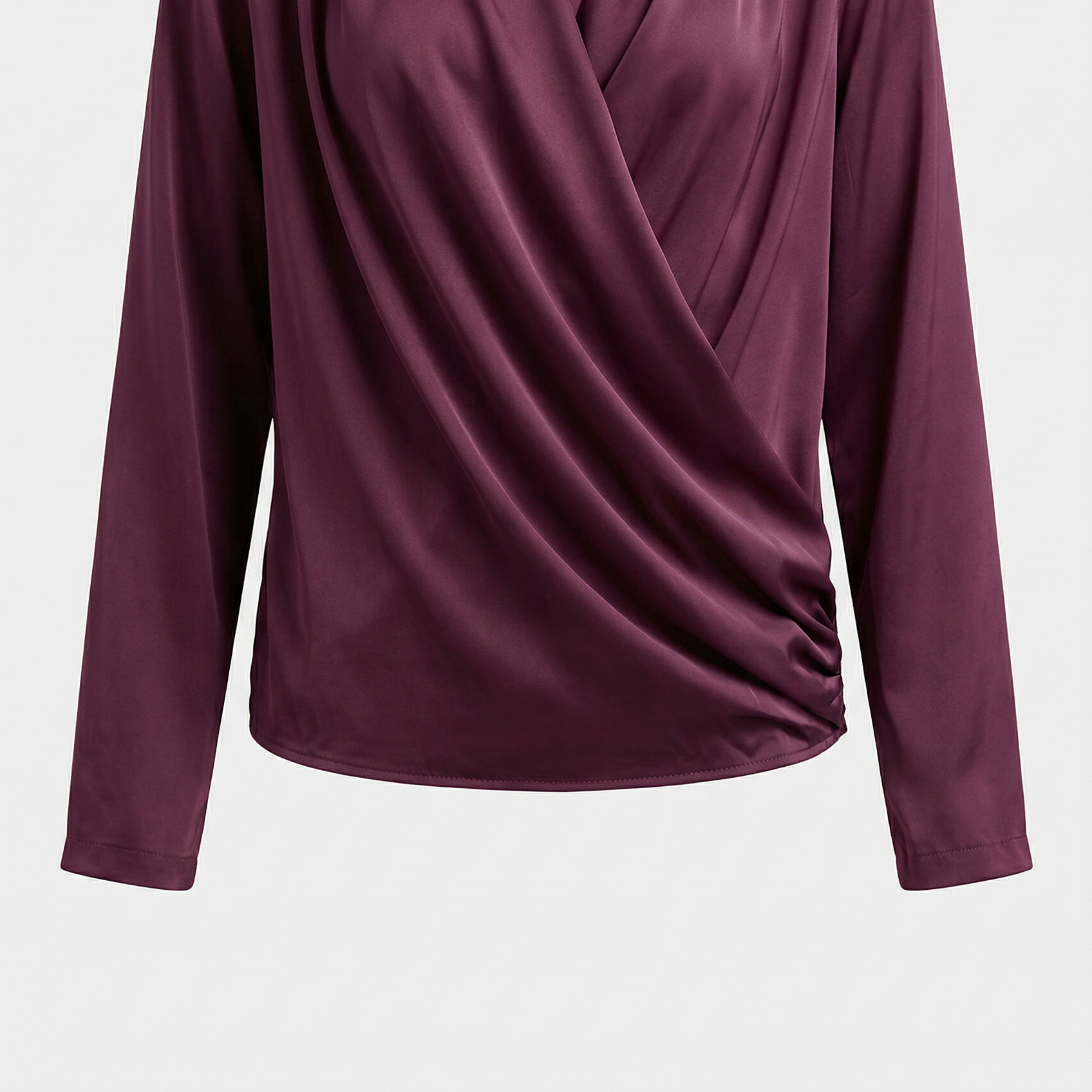 Cassandra – Elegant Draped V-Neck Blouse for Effortless Chic
