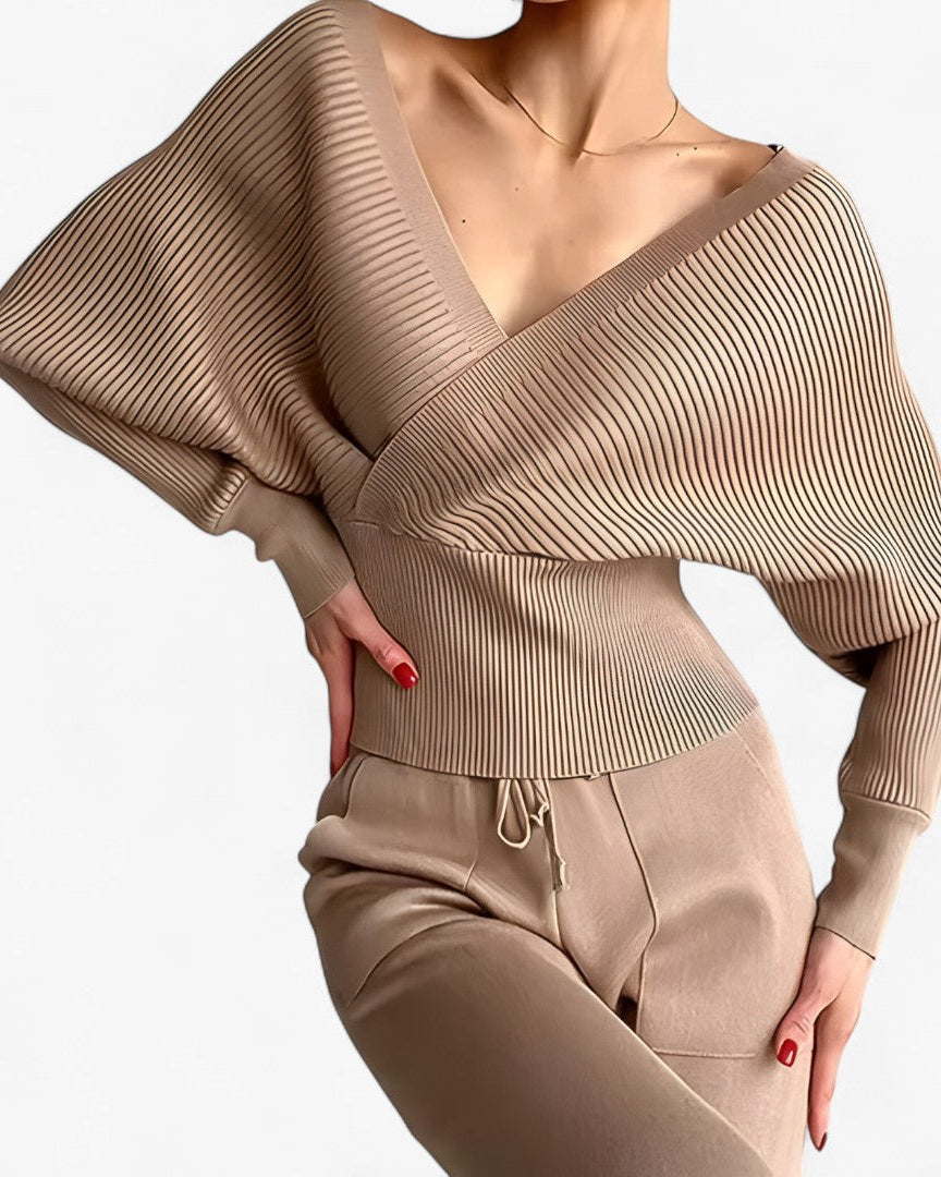 Leila | Moderne ribstrikket jumpsuit - Karamel - women's fashion - {{ product_tags }
