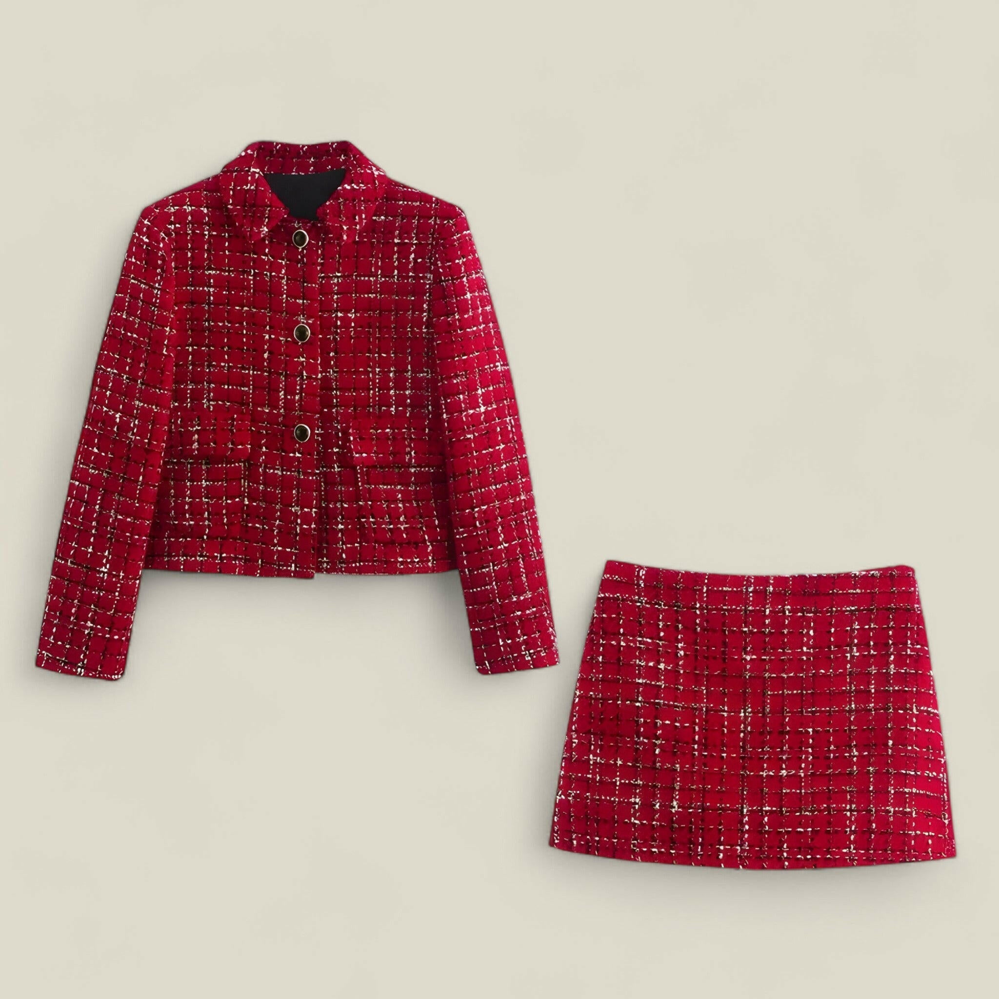 Amélie | Ensemble manteau automne-hiver et jupe courte