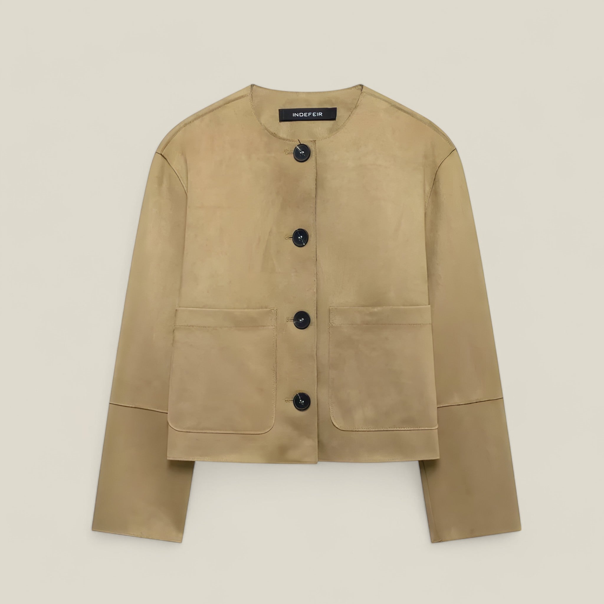Senna | Veste en daim – Élégance décontractée - Beige