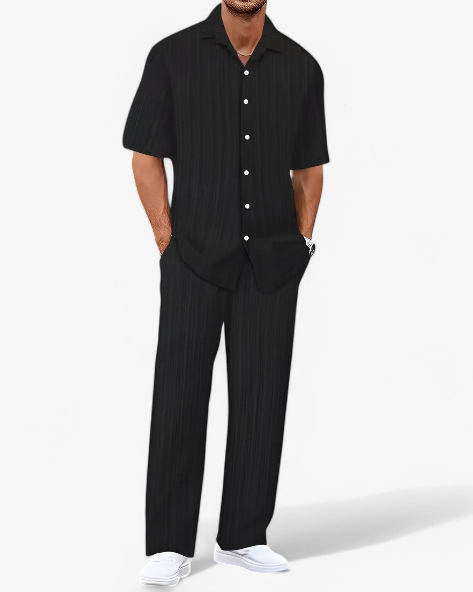 Chic Business Casual Shirt and Pants Set - White
