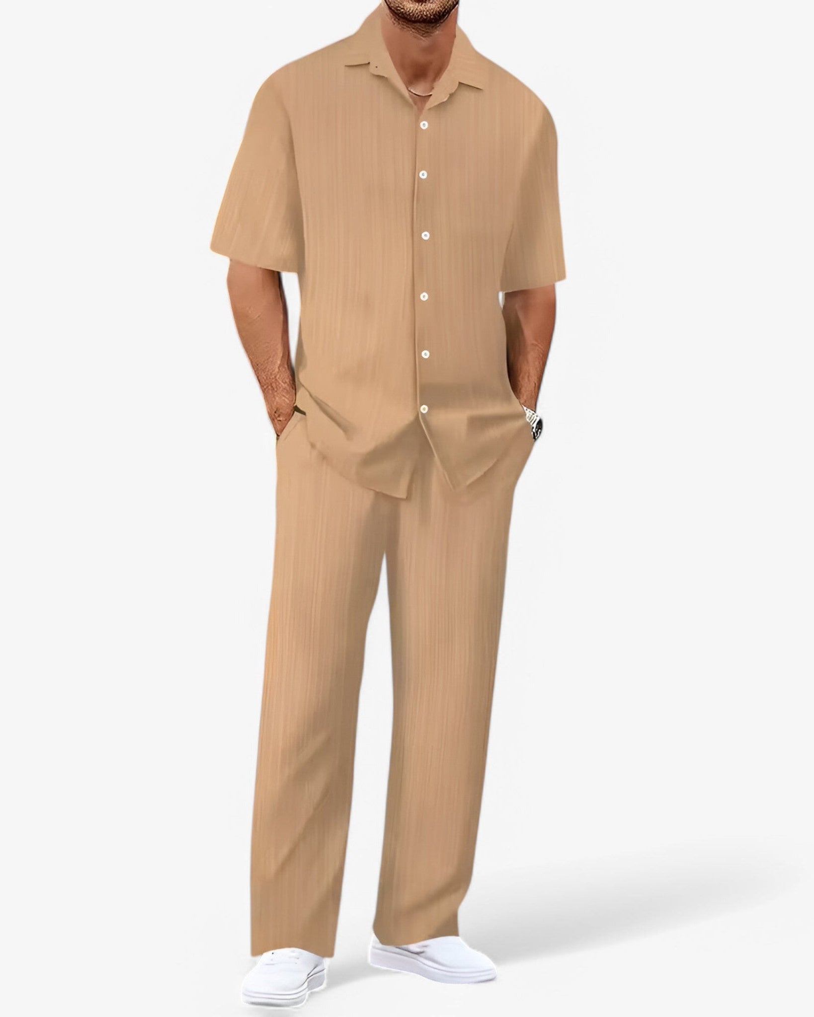 Chic Business Casual Shirt and Pants Set - White