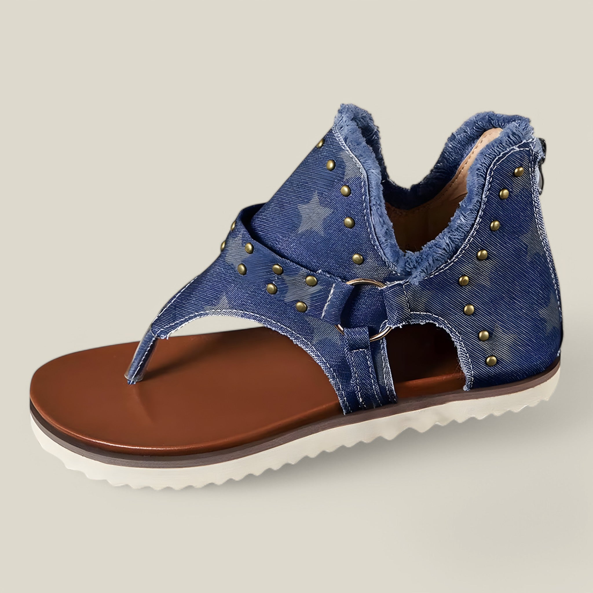 Marie | Sandales plates en denim - Tendance et confortables