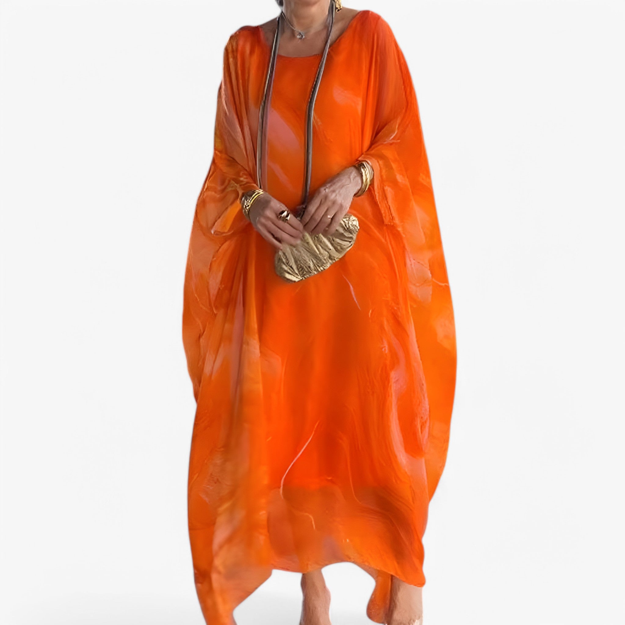 Women's Marble-patterned maxi dress – unique and elegant