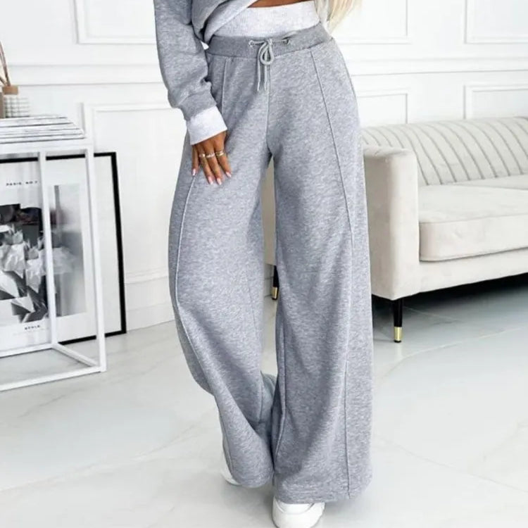 Women's Hooded Top & Wide-Leg Pants Set — Classic
