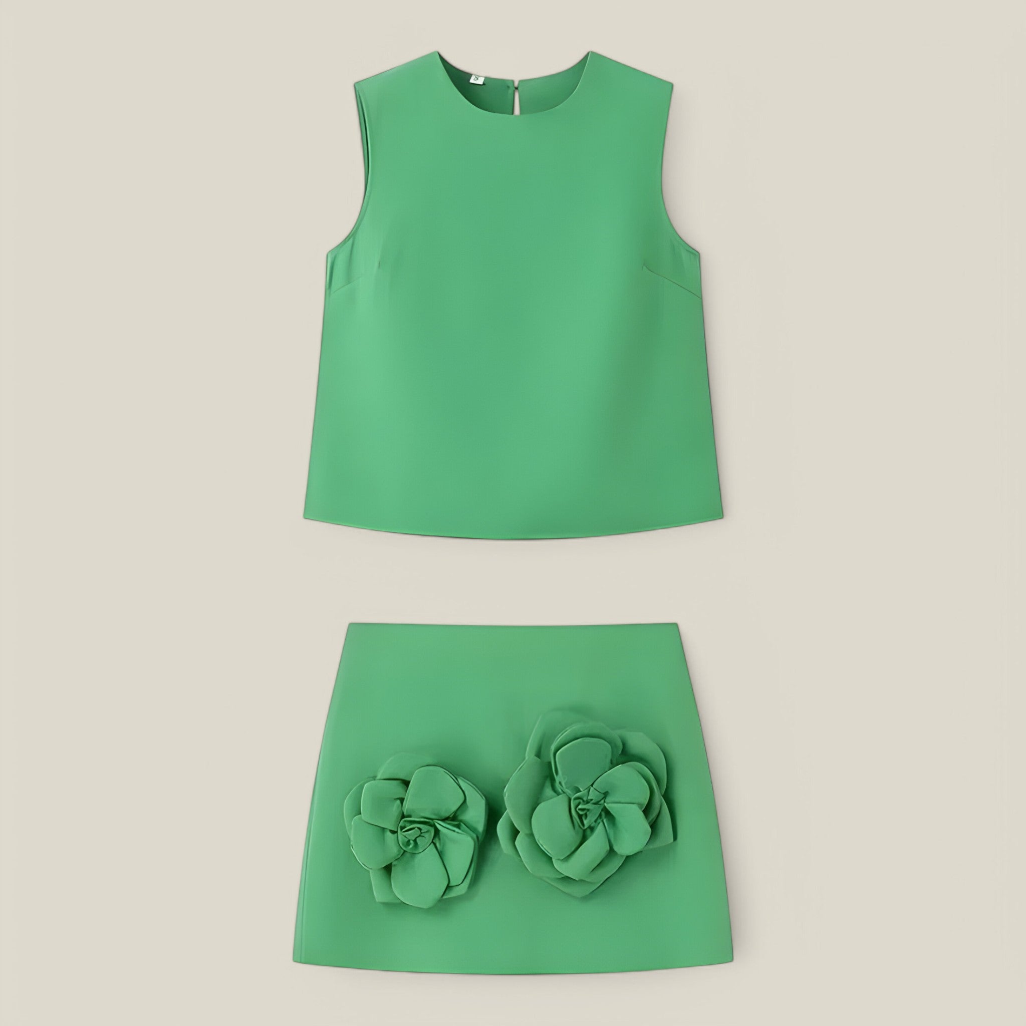 Briella | Vert Ensemble Jupe Fleurie