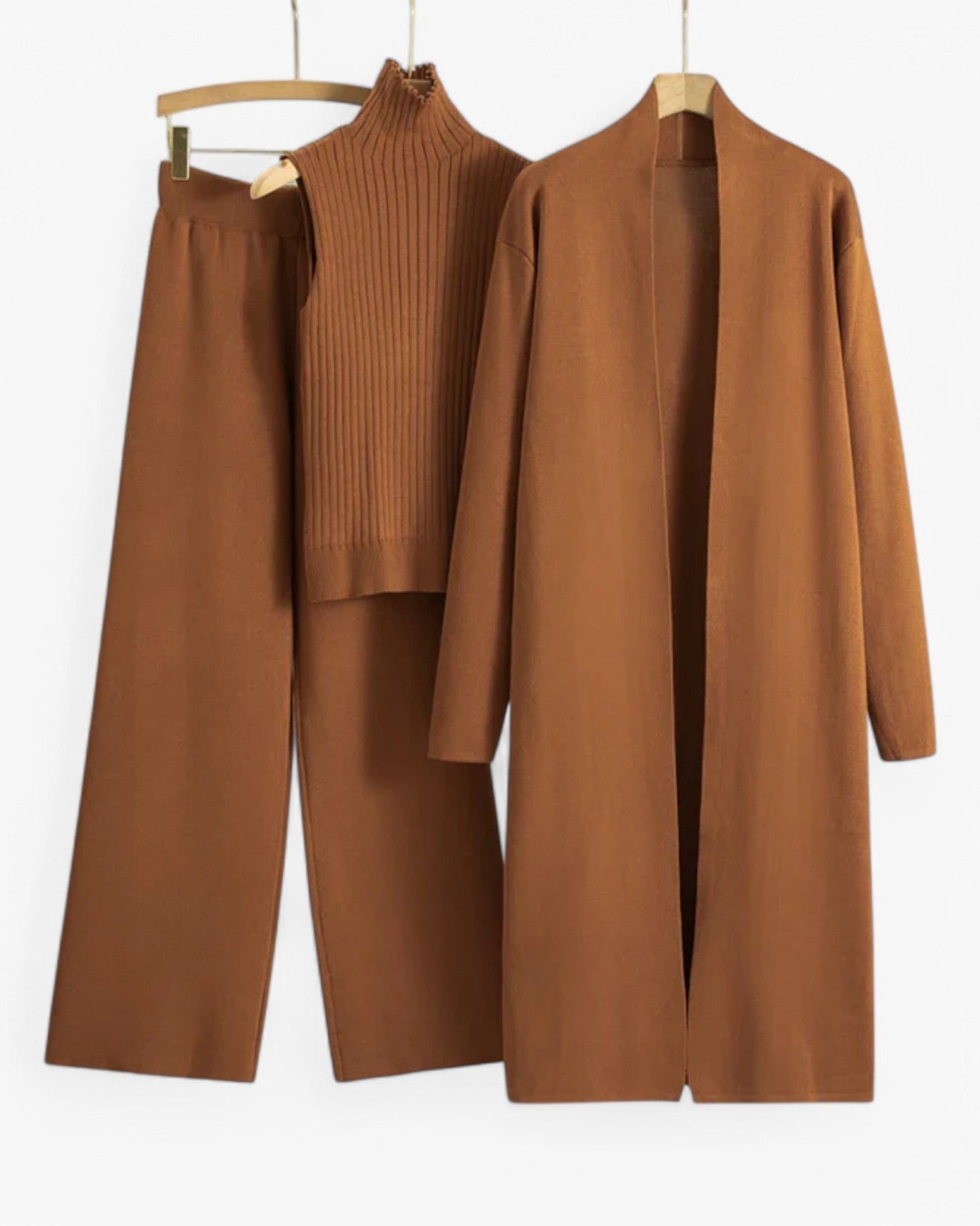 Ivy I Vintage Strikkesæt i 3 dele - Mørkebrun En størrelse - women's fashion - {{ product_tags }