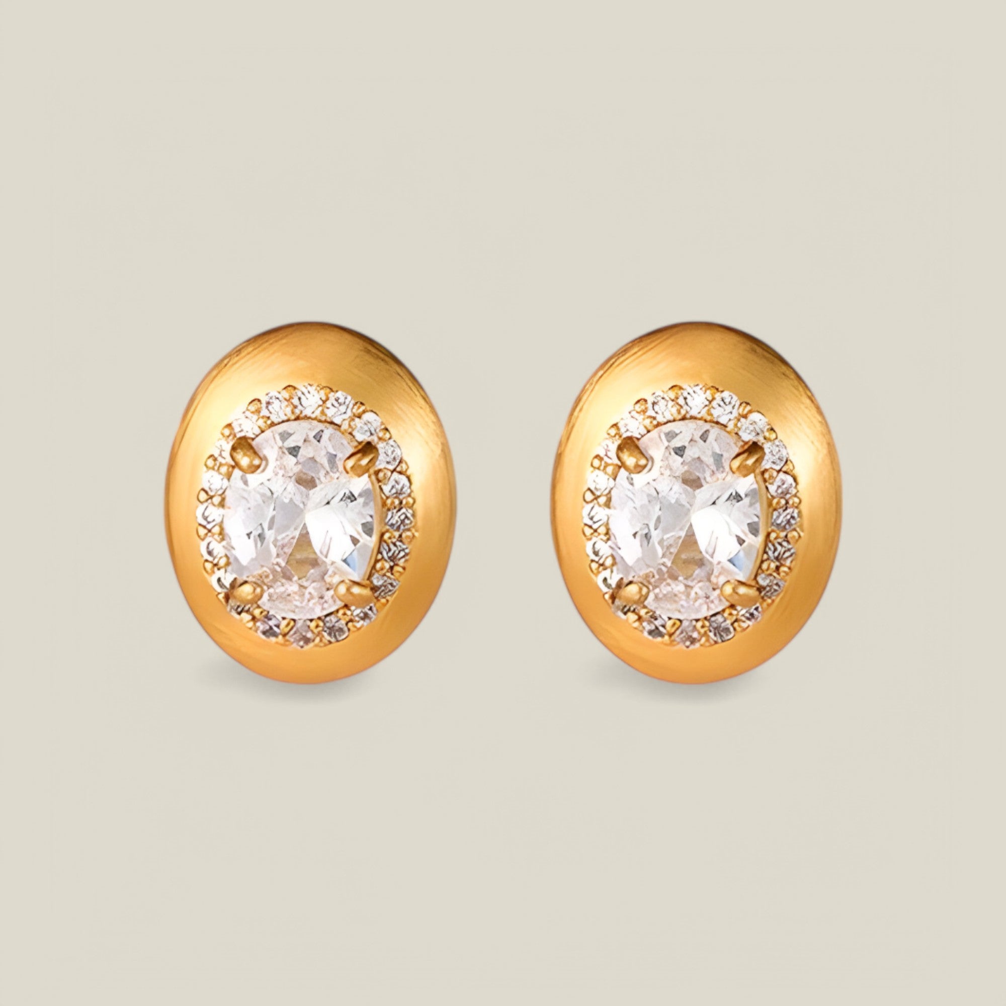 Thaïs | Boucles d'oreilles en métal brossé avec strass