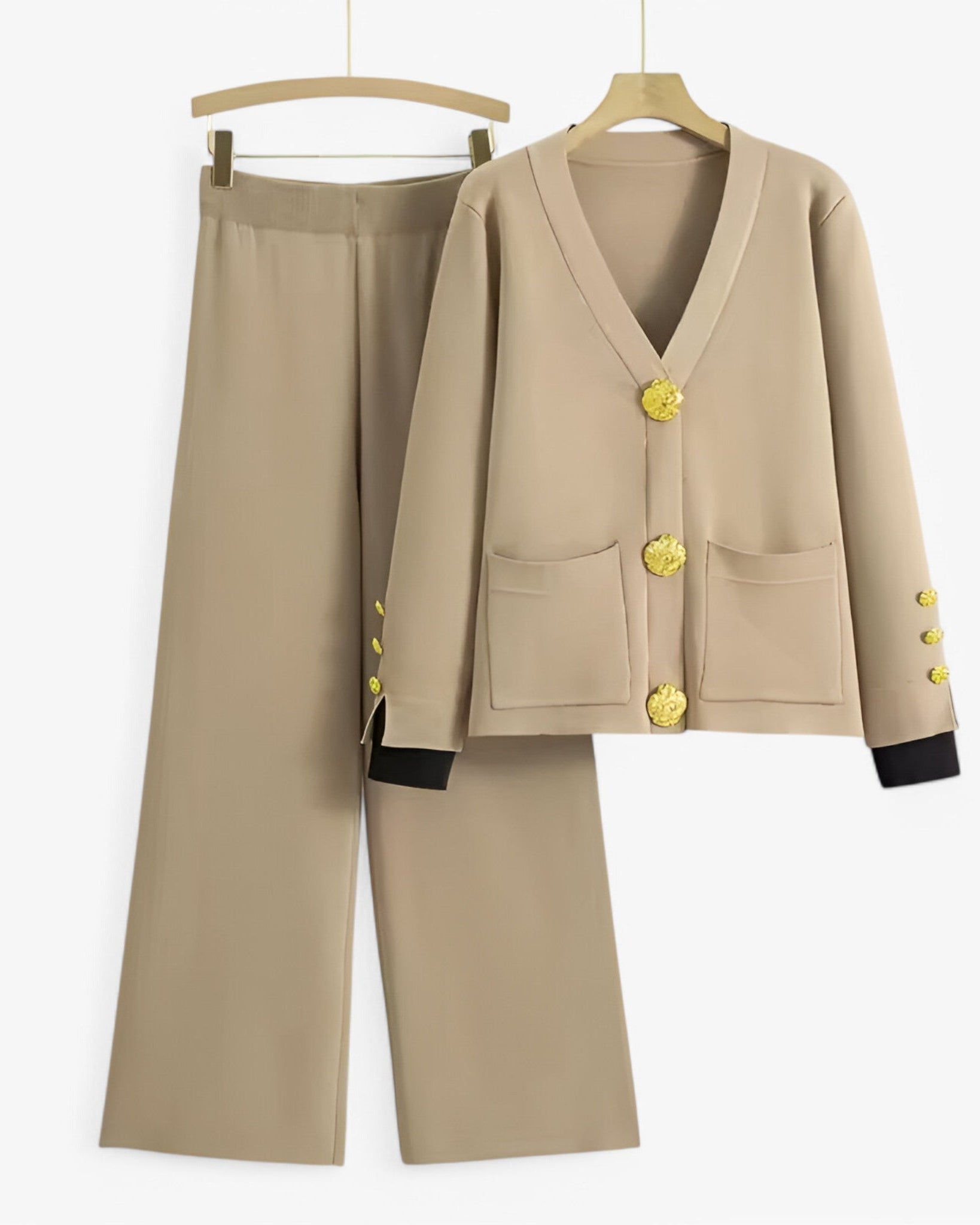 Elena | Strikket todelt sæt med cardigan og bukser - - women's fashion - {{ product_tags }