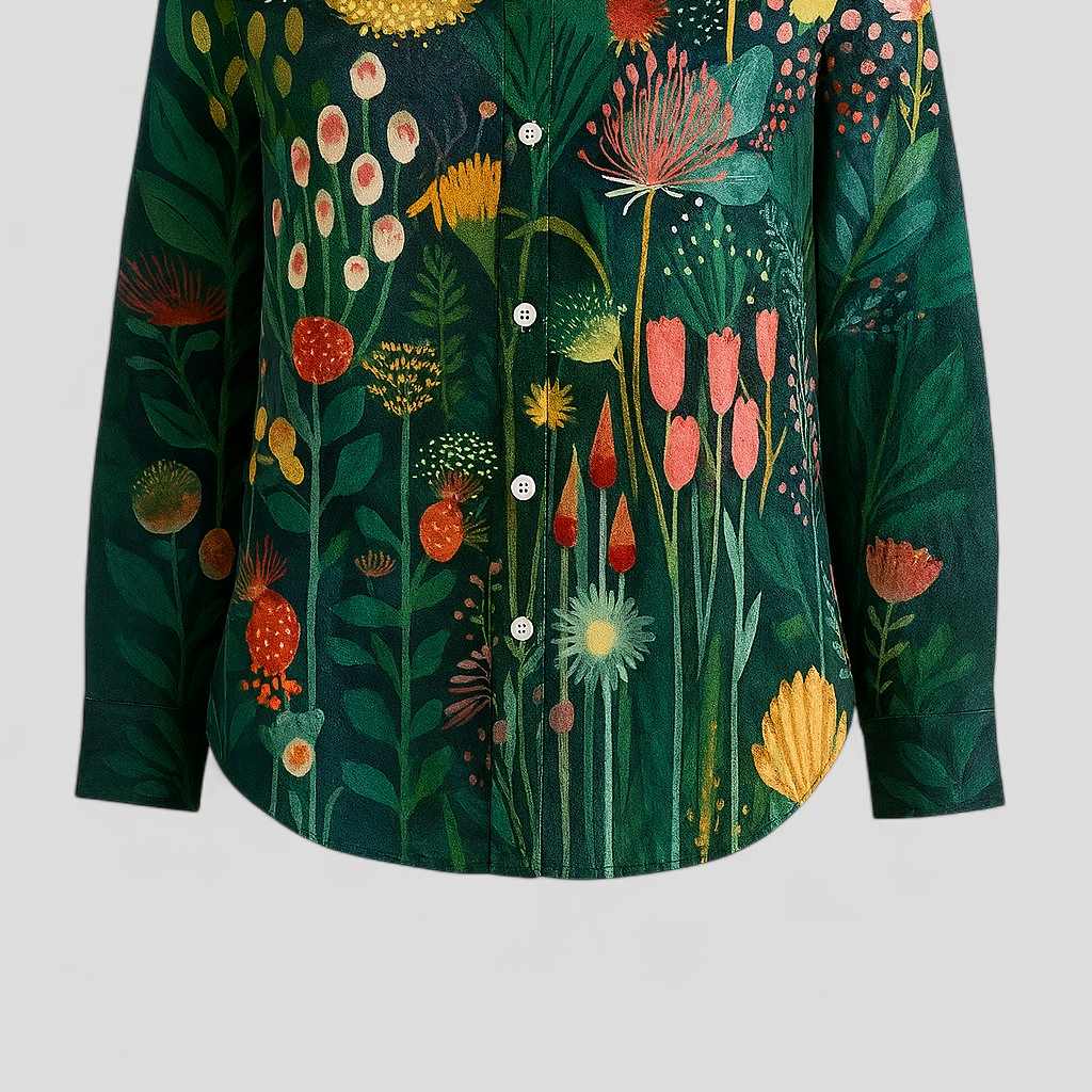 Women's Blouse with a Unique, Colorful Print