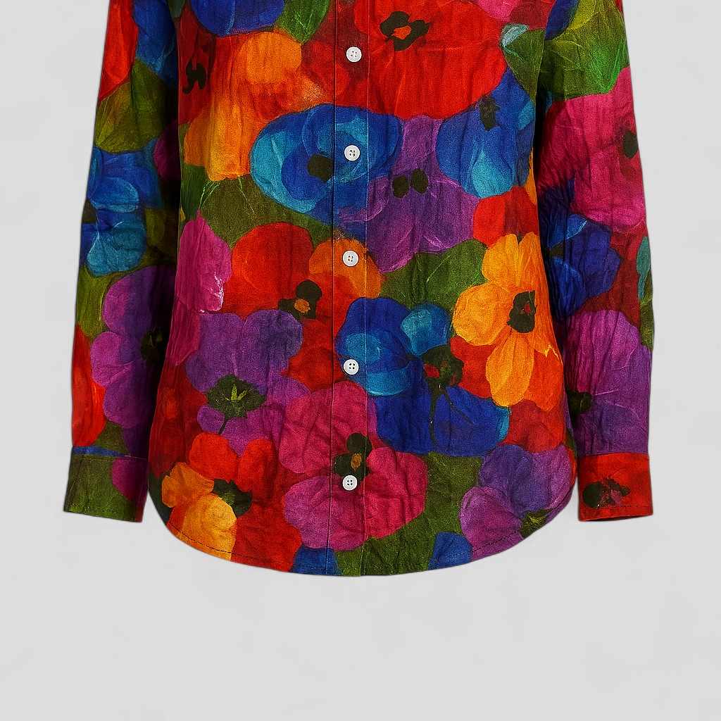 Women's Blouse with a Unique, Colorful Print