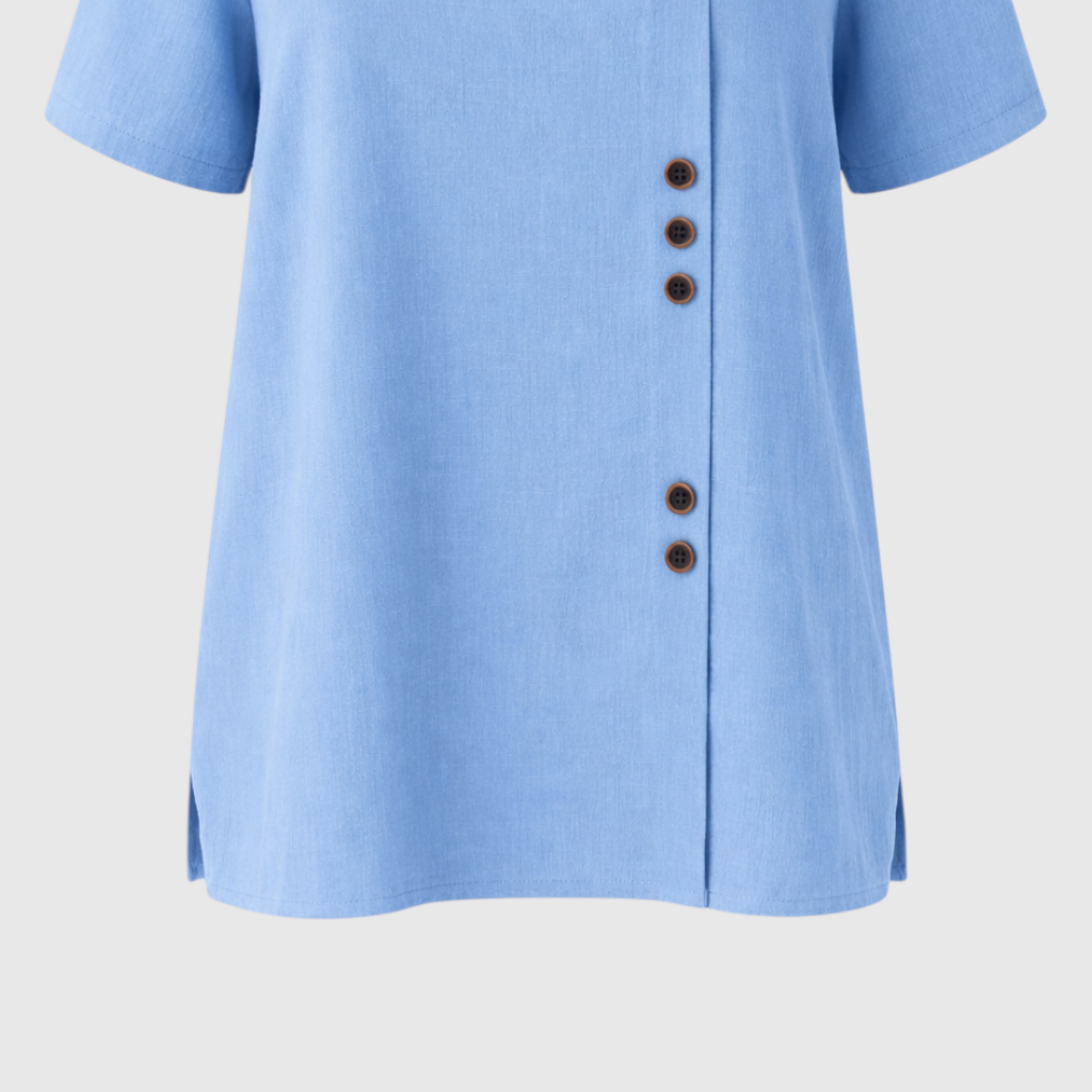 Elegant Women's Linen Blouse with Button-Front Closure