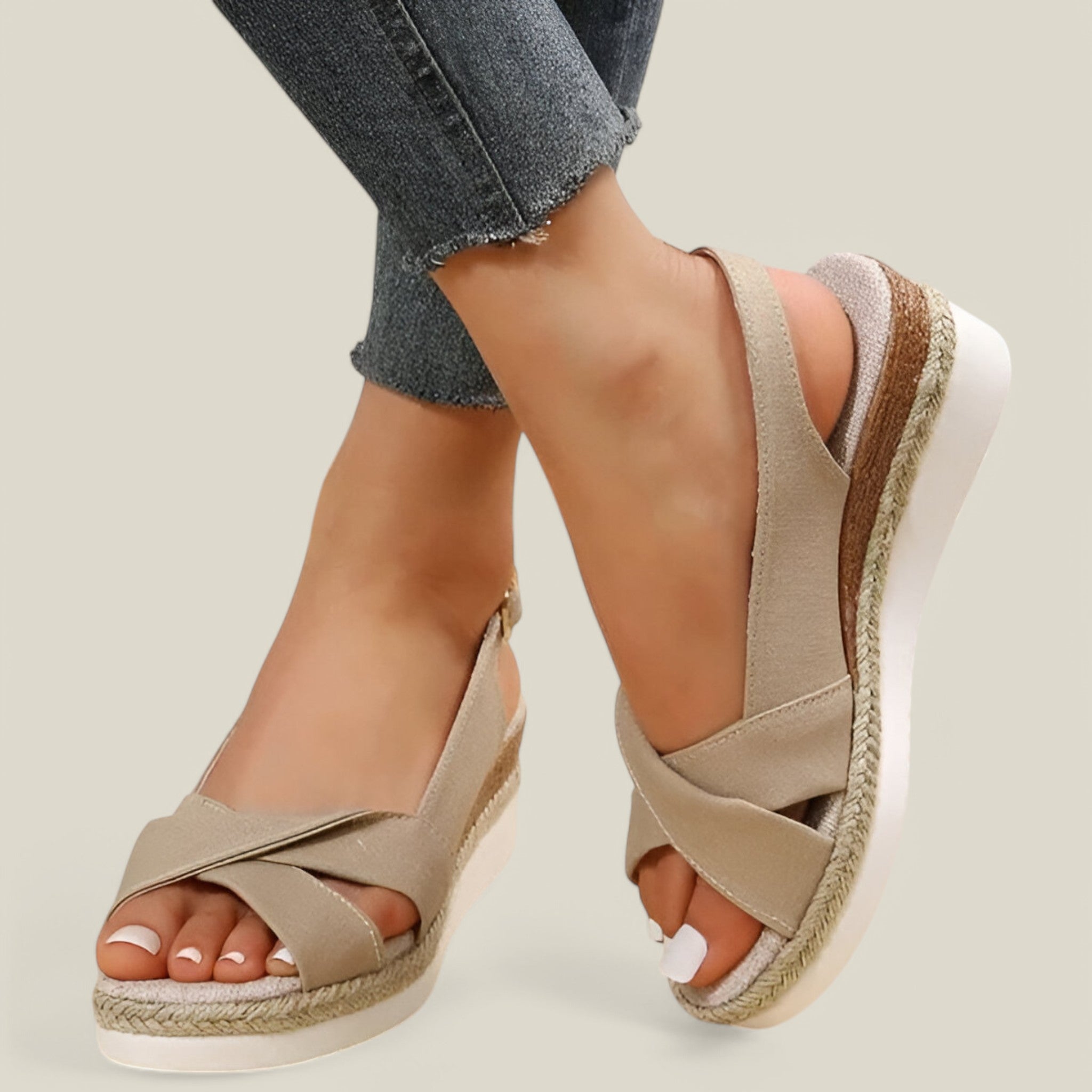 Evangeline | Ssandales compensées à semelles espadrilles - Confortable et élégant
