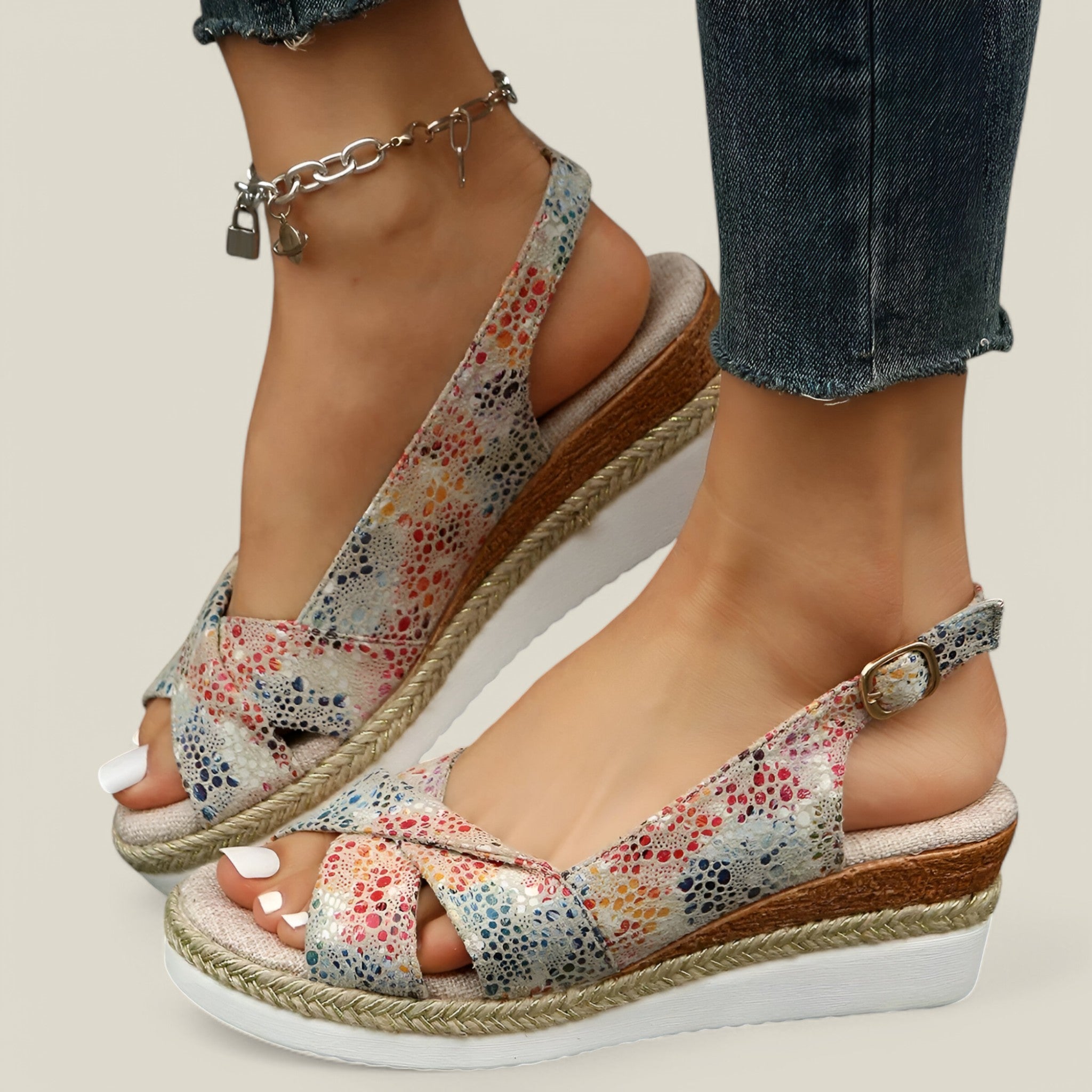 Evangeline | Ssandales compensées à semelles espadrilles - Confortable et élégant