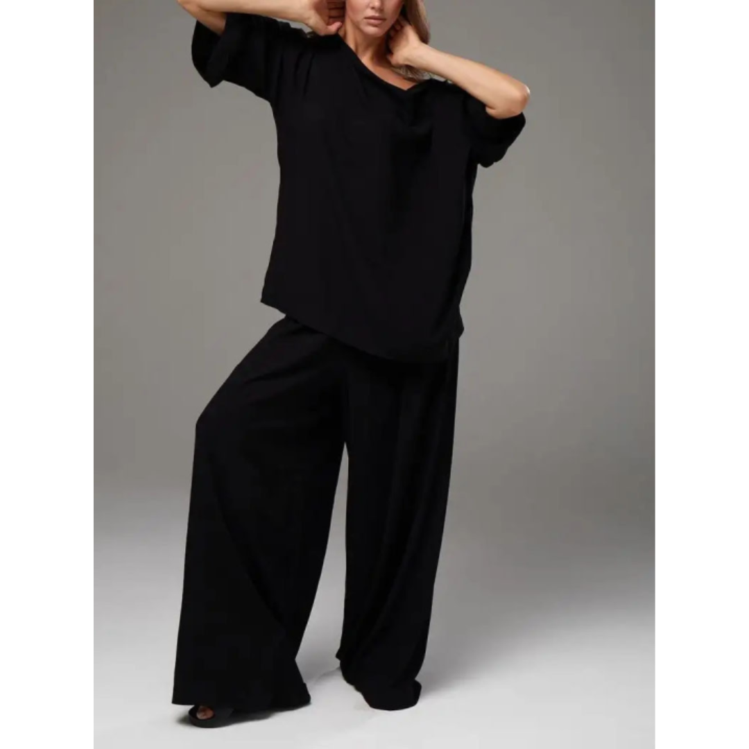 Chic Casual Women's 2-Piece Set: Long-Sleeve Top and Matching Pants