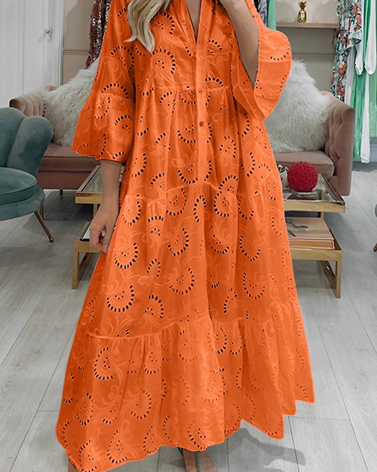 Bohemian Embroidered Cotton Maxi Dress - Lightweight, Flowy & Effortlessly Chic