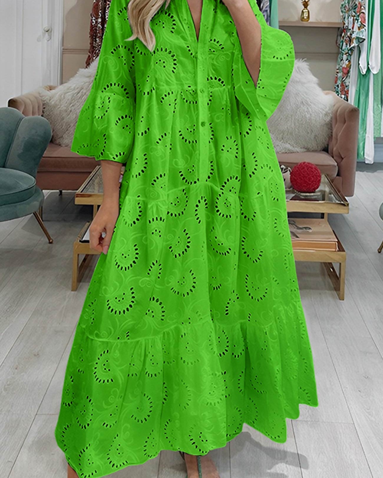 Bohemian Embroidered Cotton Maxi Dress - Lightweight, Flowy & Effortlessly Chic