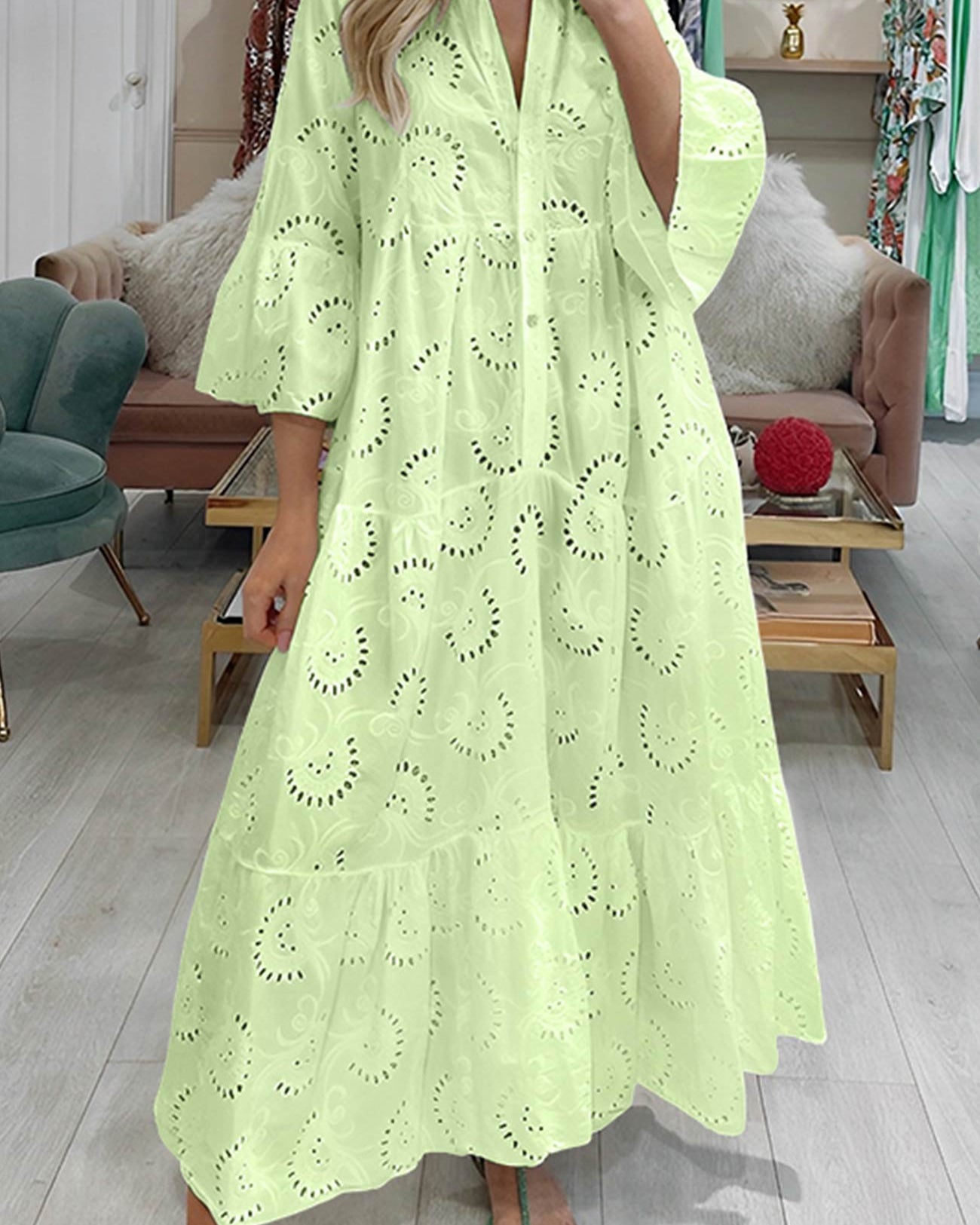 Bohemian Embroidered Cotton Maxi Dress - Lightweight, Flowy & Effortlessly Chic