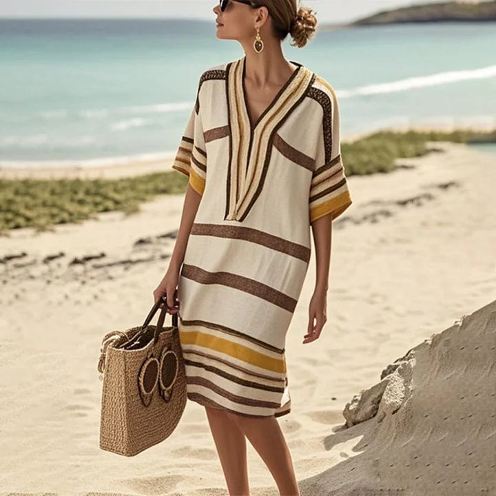 Women's Effortless, Flowy Striped Kaftan Dress