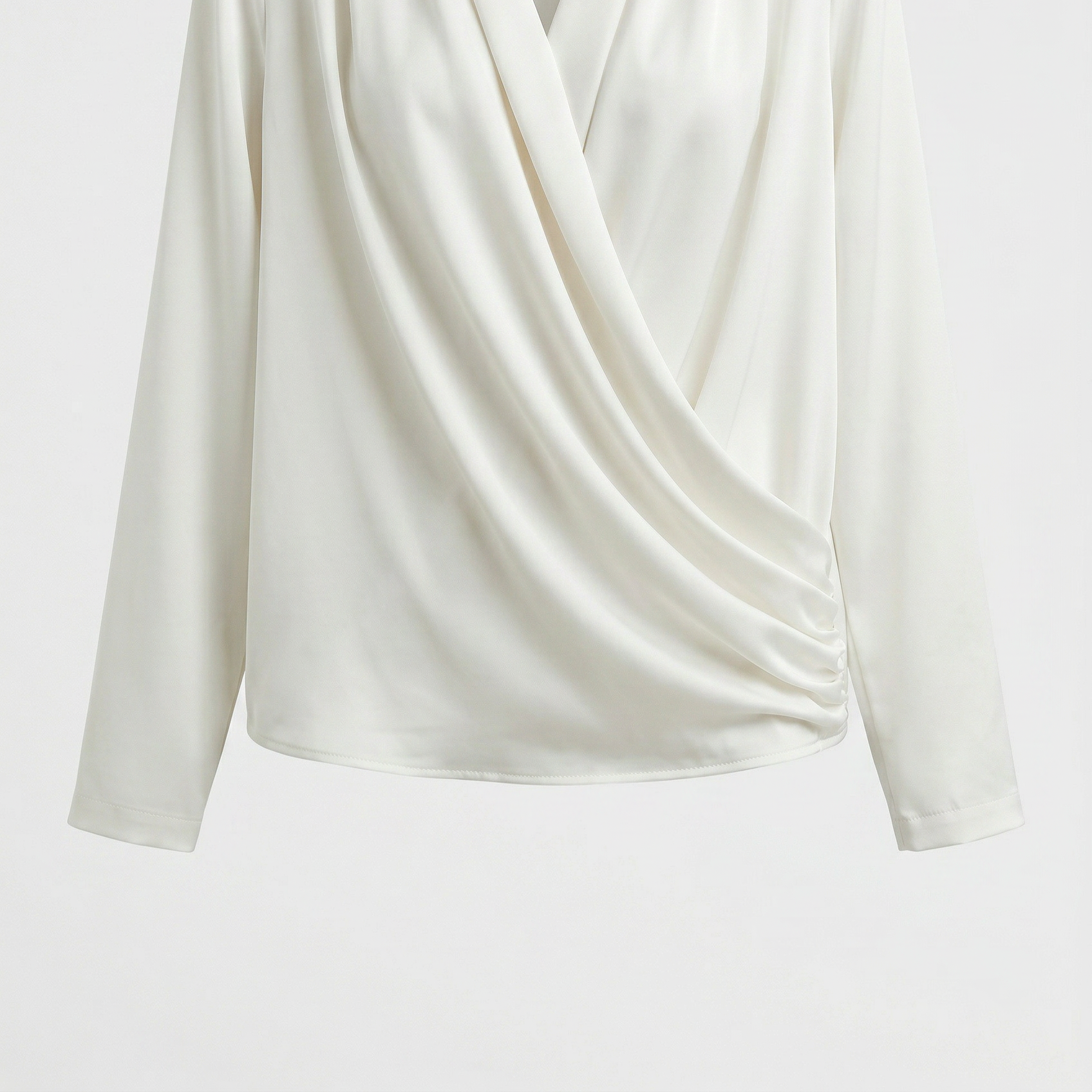 Cassandra – Elegant Draped V-Neck Blouse for Effortless Chic