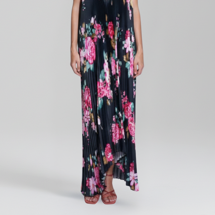 Darcey Women's Sleeveless Pleated Maxi Dress with Flowing Skirt