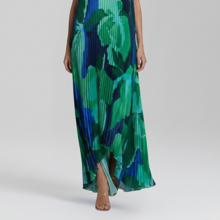 Darcey Women's Sleeveless Pleated Maxi Dress with Flowing Skirt