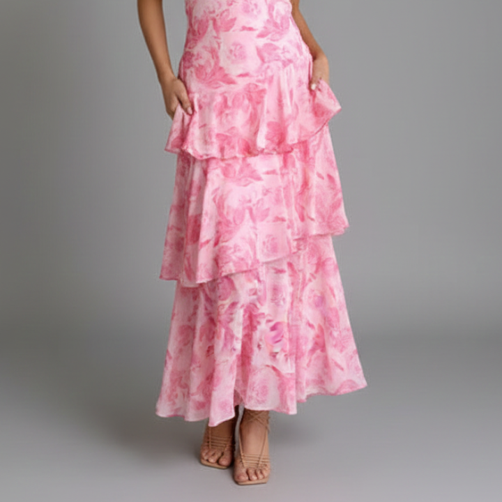 Women's Sophie Women’s V-Neck Tiered Maxi Dress with Flowy Skirt