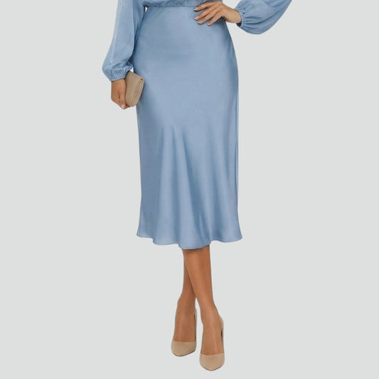 Women's High-Neck Long-Sleeve Midi Dress – Sophisticated, Flattering