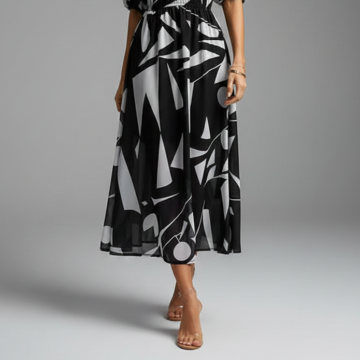 Margaret Women's Floral Puff-Sleeve V-Neck Midi Dress – Effortless