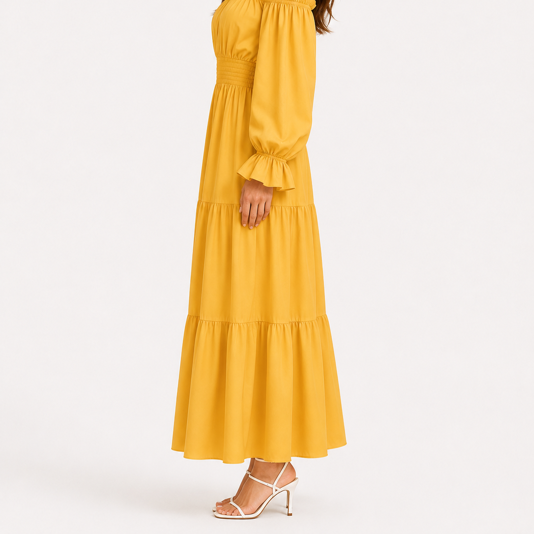 Women's Boho Off-Shoulder Maxi Dress – Effortless, Flowing Bohemian