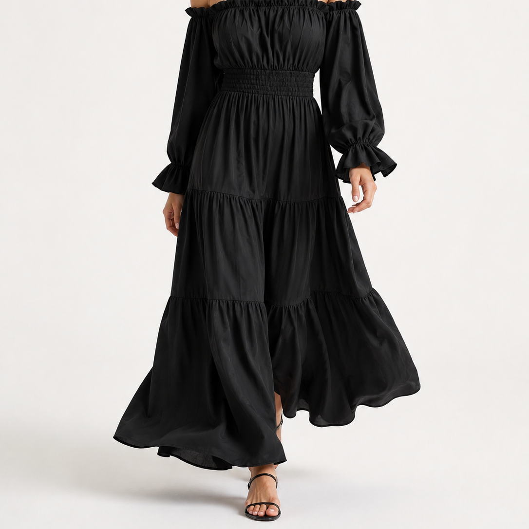 Women's Boho Off-Shoulder Maxi Dress – Effortless, Flowing Bohemian