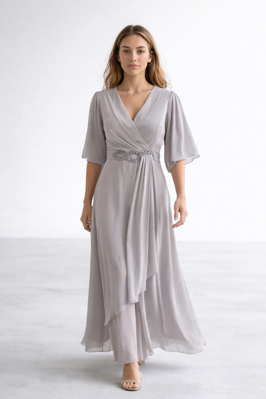 Women’s Long V-Neck Dress – Elegant Occasion Wear