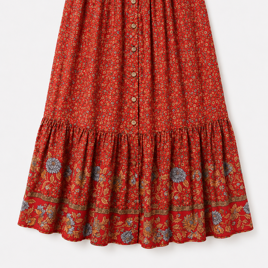 Women's Luna Bohemian Floral Maxi Skirt - Flowing Boho-Chic Silhouette