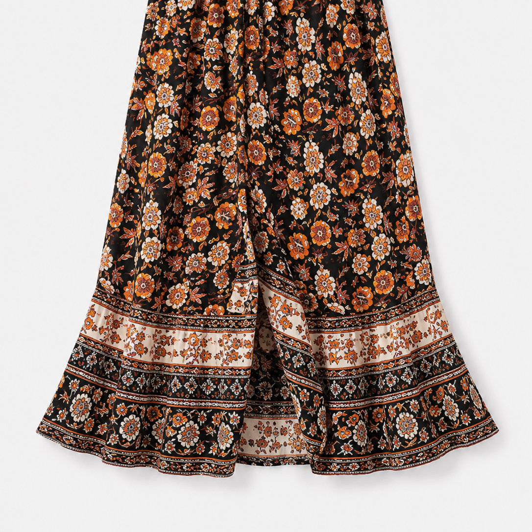 Women's Luna Bohemian Floral Maxi Skirt - Flowing Boho-Chic Silhouette