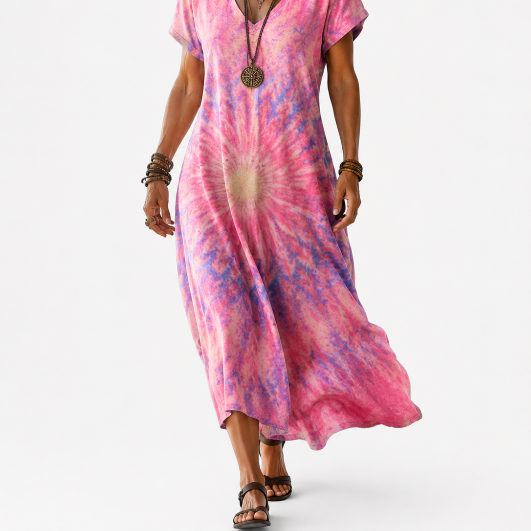 Women's Timeless Vintage Gradient Dress with Retro Ombre