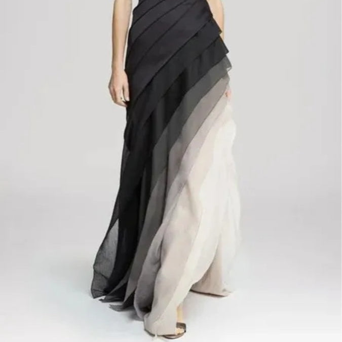 Women's Elegant Black High Waist Tulle Sleeveless Maxi Dress for a