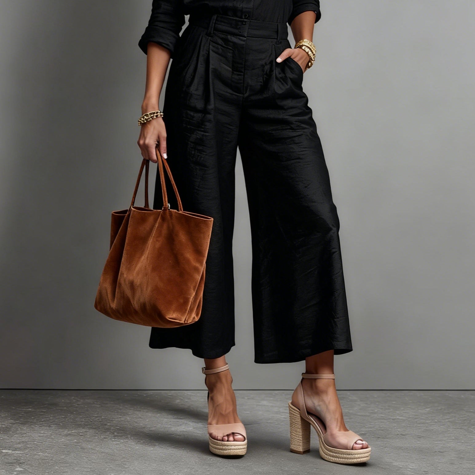 Women's Chic Pink Capri Pants with a Relaxed Shirt Set - Effortless